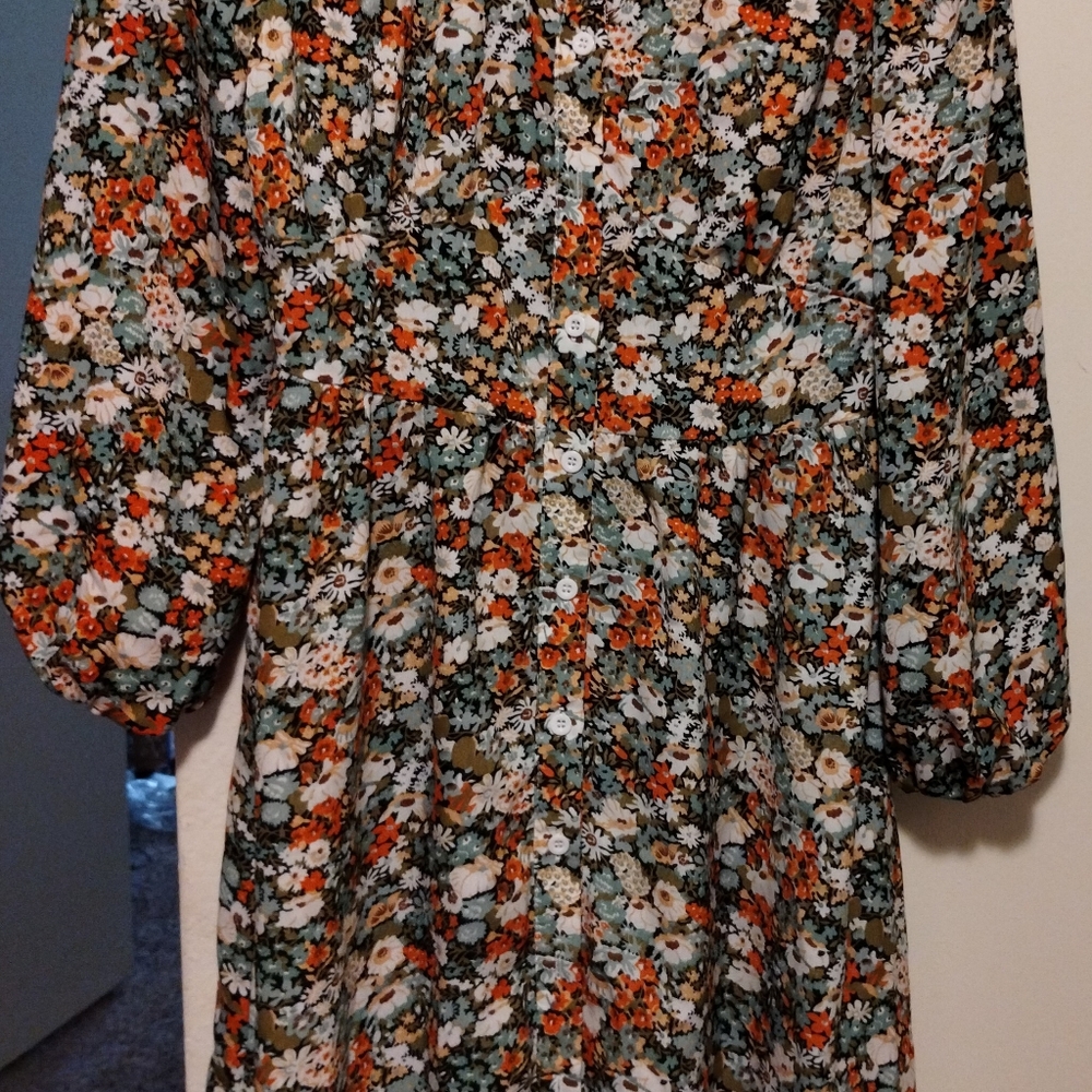 Shein Floral Long Sleeve Dress Size Small